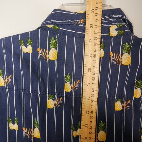 Michael Brandon Mens Size M Slim Fit Button Up Shirt Pineapple Tropical Blue - Picture 9 of 11